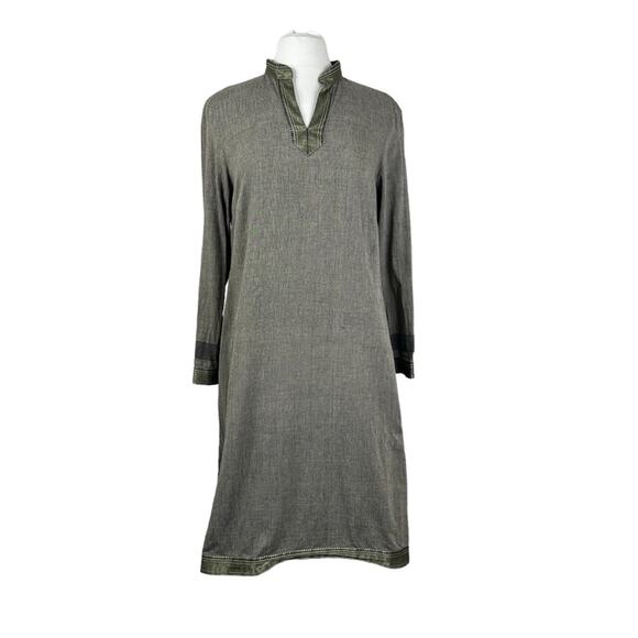 eShakti Tunic Dress Womens Large Cotton Long Sleeve Lagenlook Minimalist - Picture 1 of 10